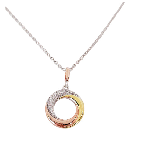 Sterling silver CZ 3 tone necklace