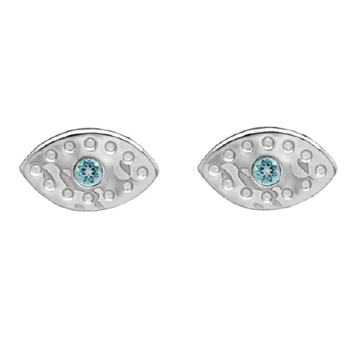 Sterling silver evil eye topaz studs