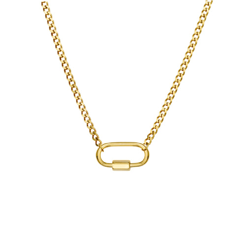 Flat Curb Link Charm Necklace