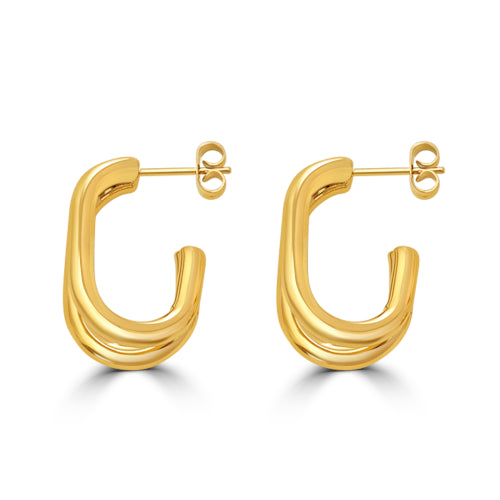 Steel Open Double Hoop Earrings