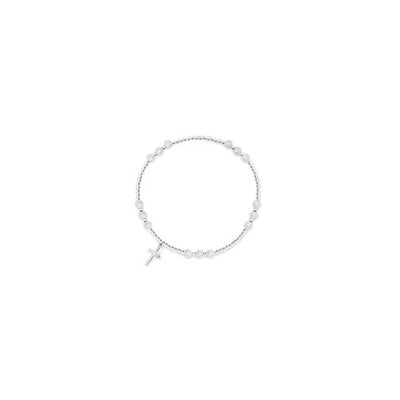Elastic Ball Bracelet with Pearl Cross