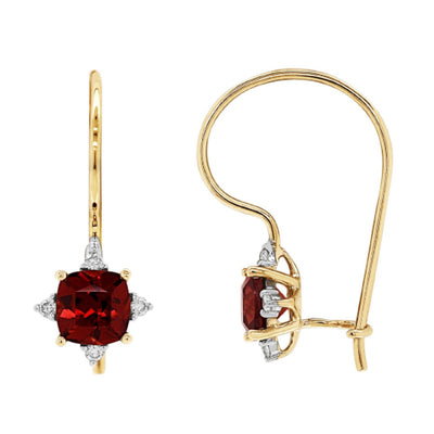 9ct Garnet Diamond earrings
