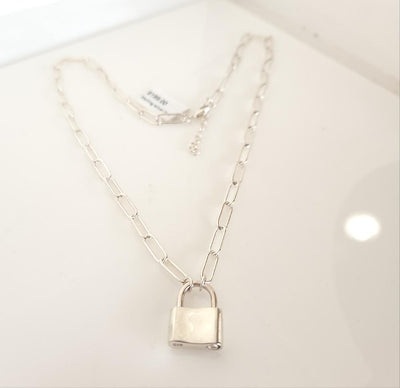 Sterling silver long link necklace
