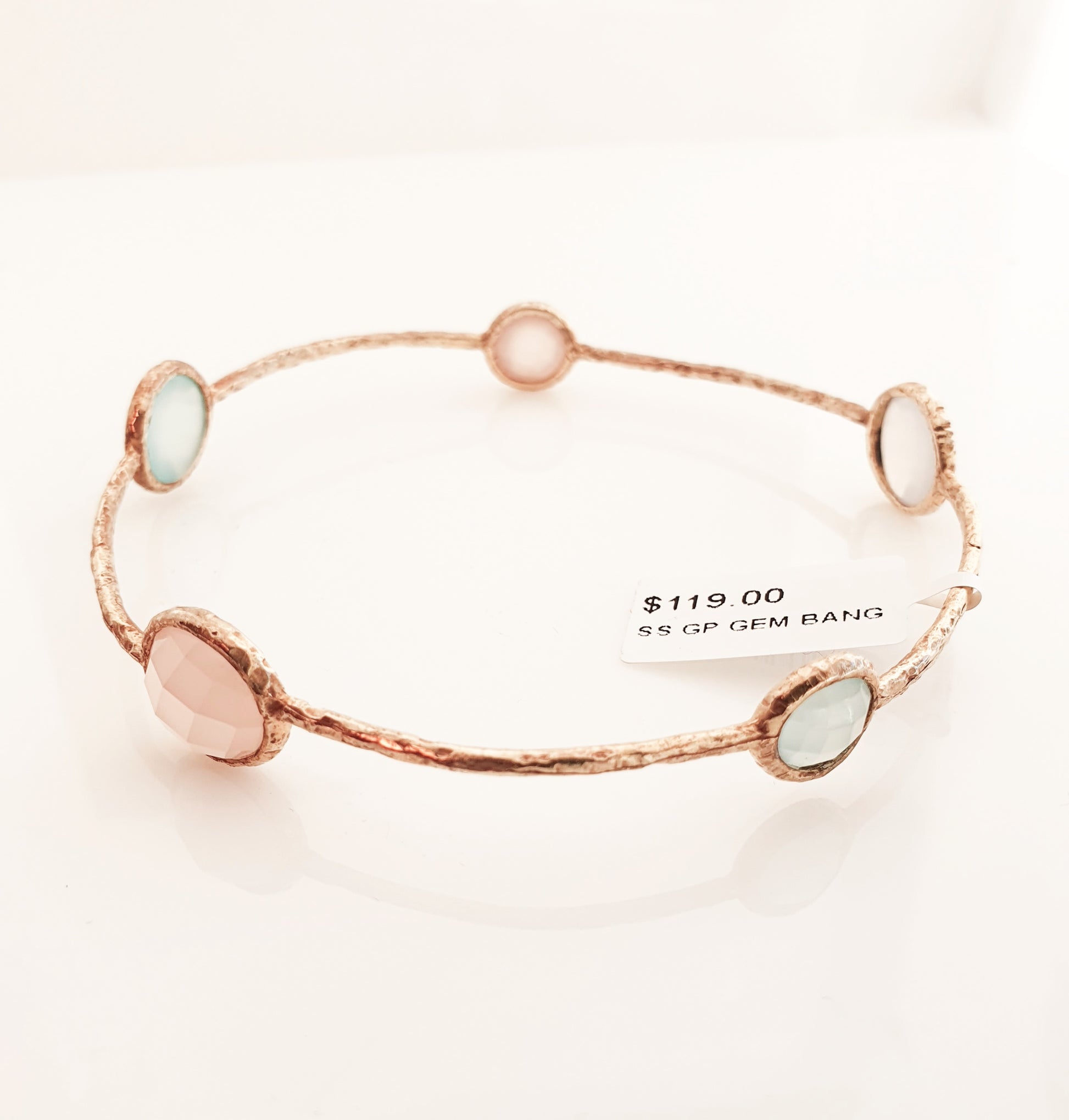 Sterling silver gold plated gem bangle