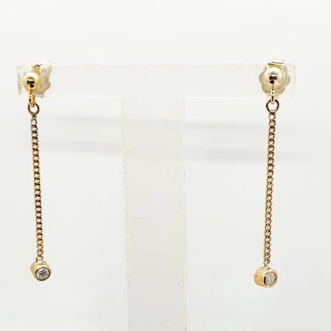 9ct yellow gold chain diamond earrings