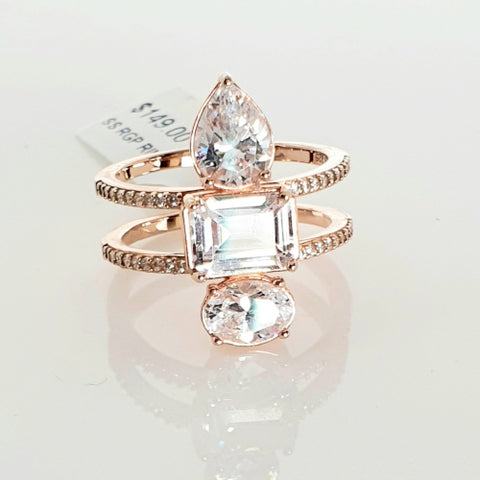 Sterling silver rose gold plated CZ ring