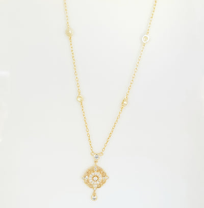 Sterling silver gold plated CZ necklace