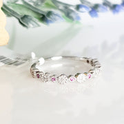 9ct white gold Pink Sapphire & Diamond ring.
