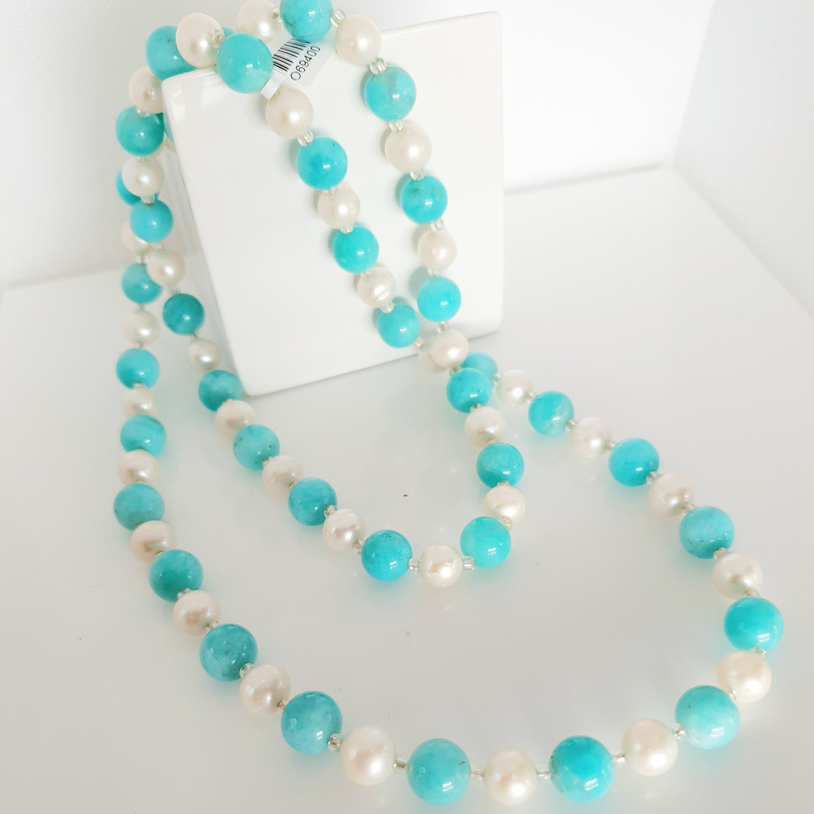 Fresh water pearl and Amazonite necklace.