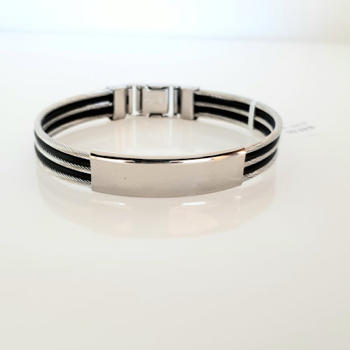 Steel and rubber men's bangle.