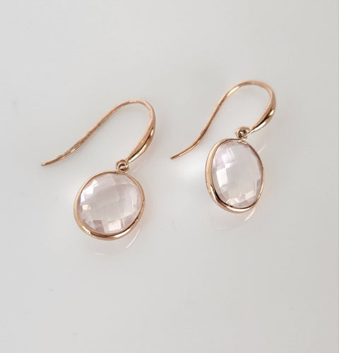 9ct rose quartz earrings