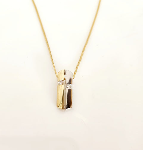 9ct two tone Diamond pendant