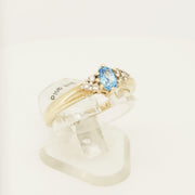 9ct gold Blue Topaz & Diamond ring