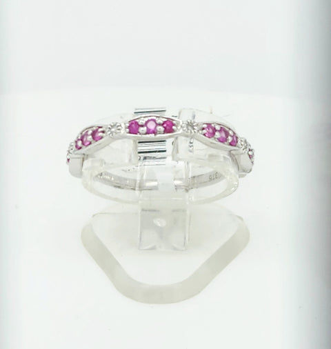 9ct Pink Sapphire & Diamond ring