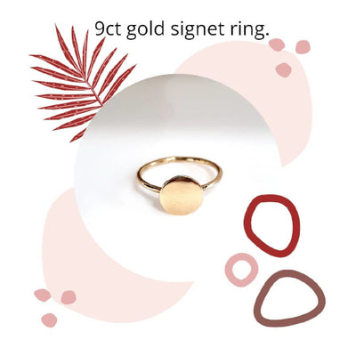 9ct gold handmade disc ring