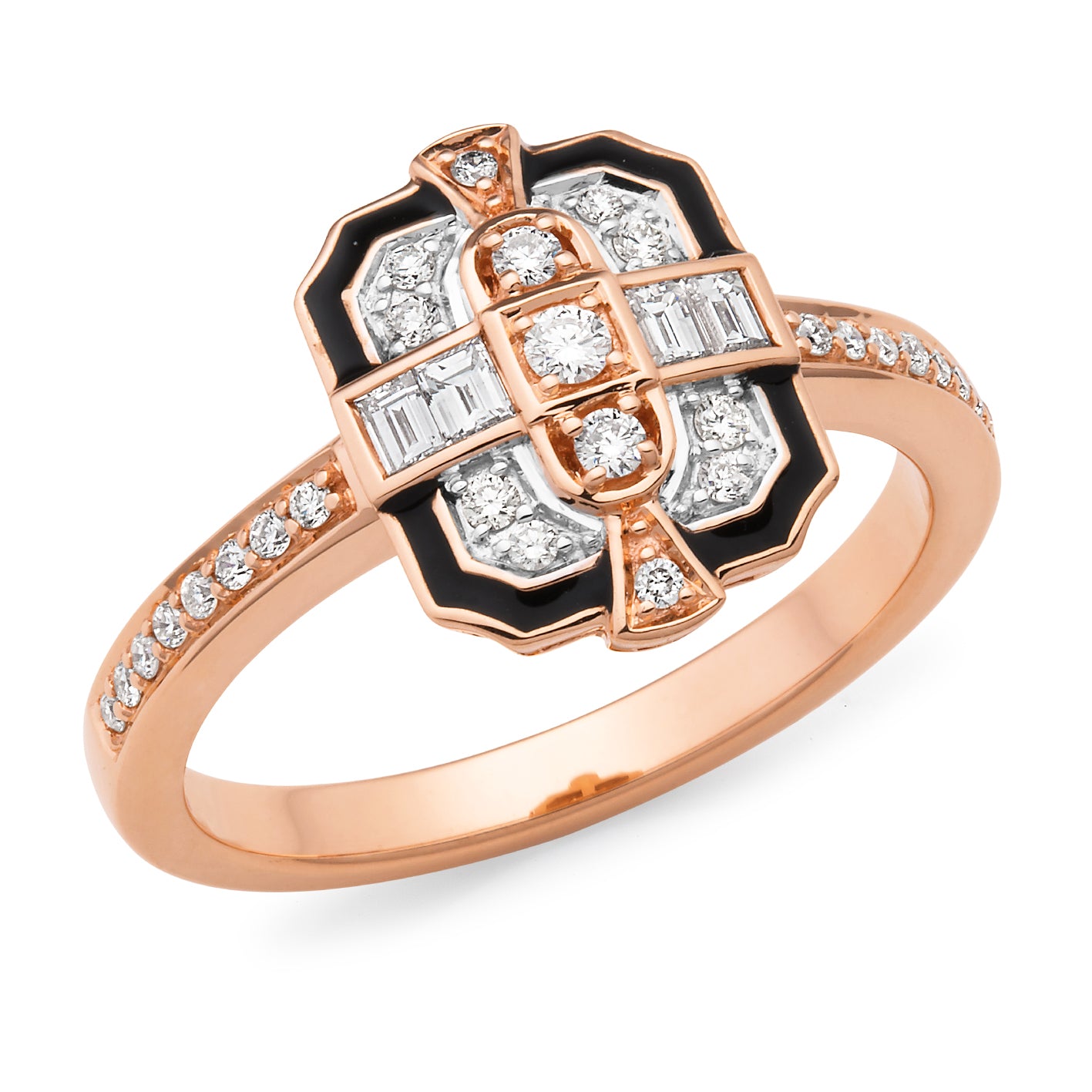 9ct Diamond & enamel ring