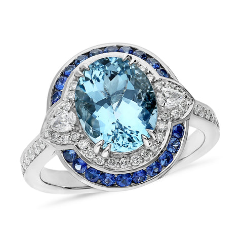 Aquamarine & Diamond ring