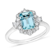 White gold Aquamarine & Diamond ring