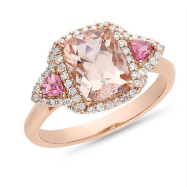 18ct rose gold Morganite & Tourmaline ring