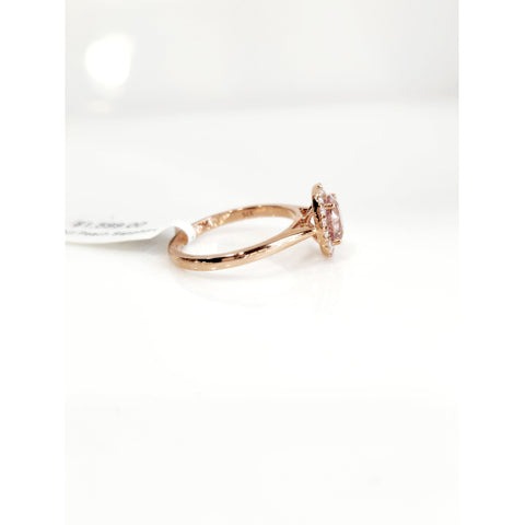 9ct Peach Sapphire & white sapphire ring