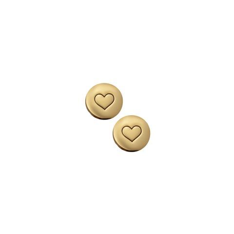 Sterling silver heart disc earrings.