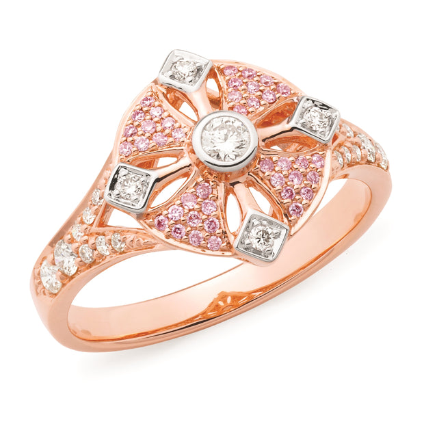 9ct rose gold Pink Caviar ring