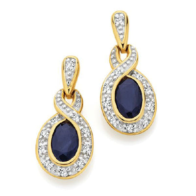 9ct gold Sapphire & Diamond earrings