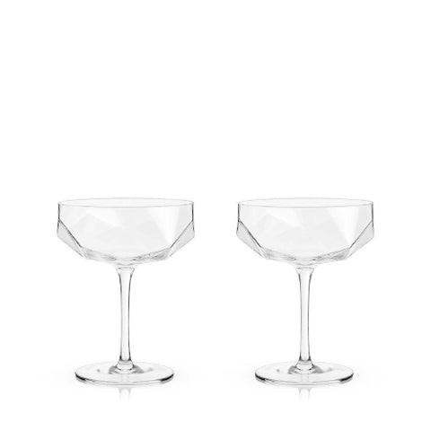 faceted crystal coupe glasses