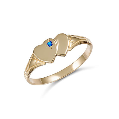 9ct double heart signet ring