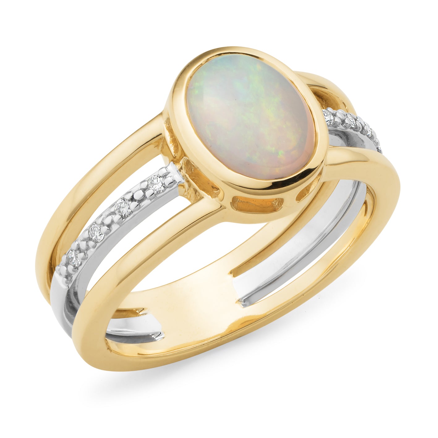 9ct crystal Opal & Diamond ring