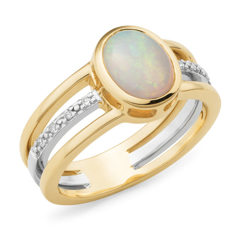 9ct crystal Opal & Diamond ring