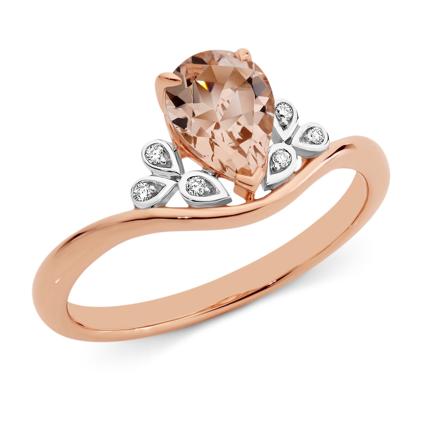 9ct rose gold Morganite & Diamond ring