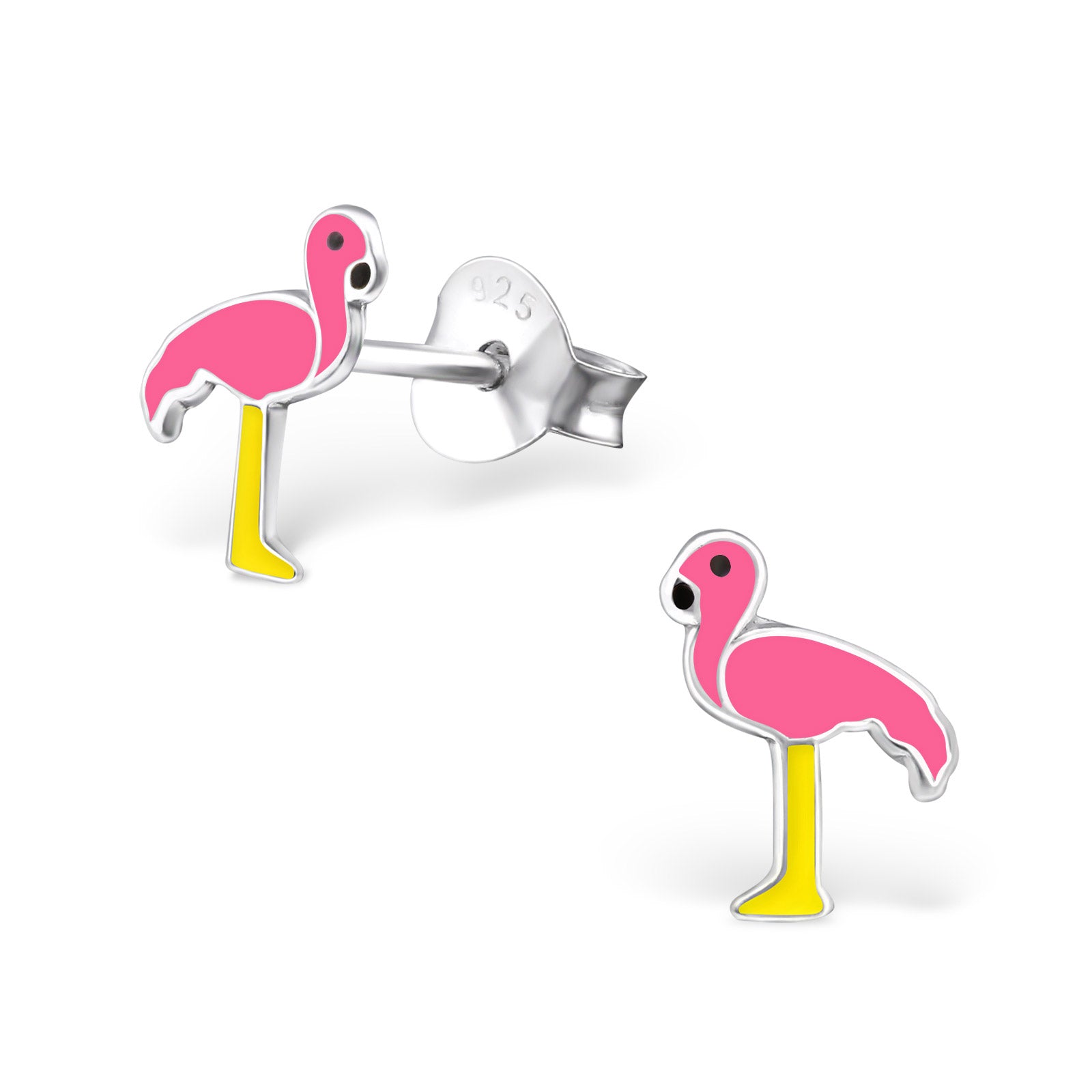 Sterling silver pink Egret studs.