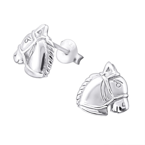 Sterling silver horse stud earrings.