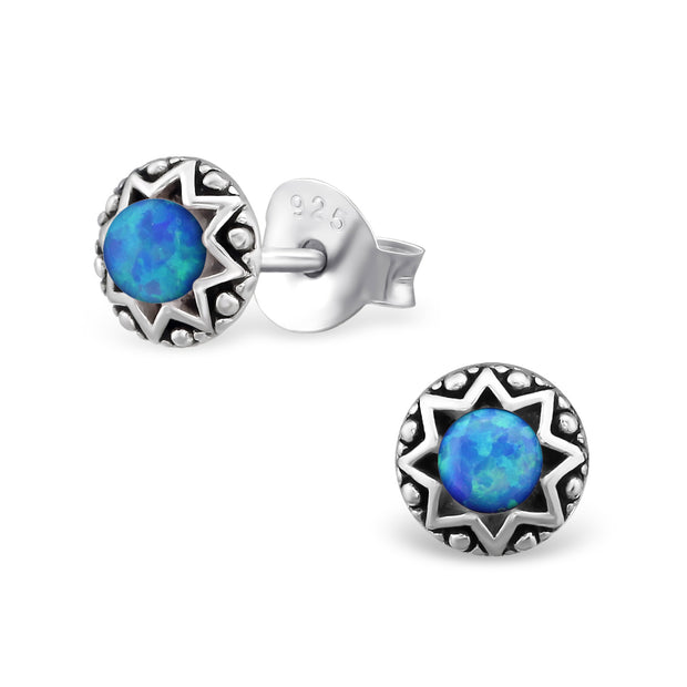 Sterling Silver created Opal studs