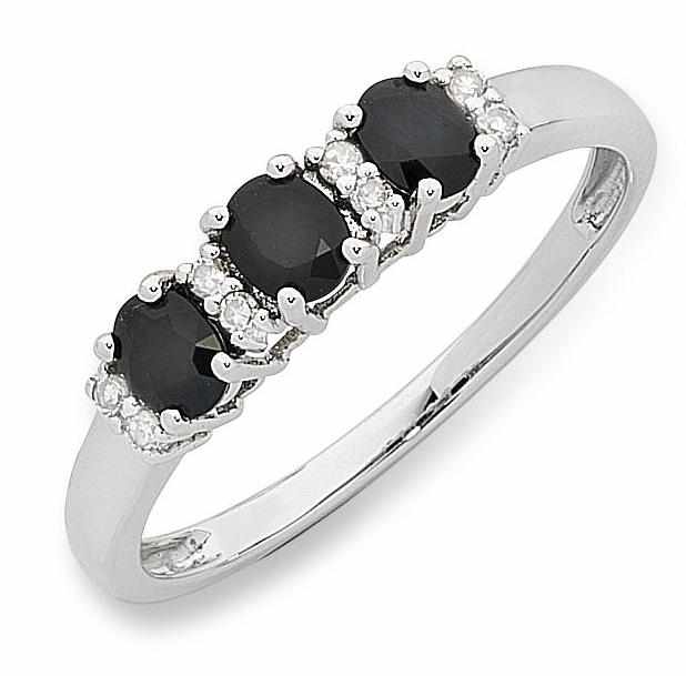 9ct Natural Sapphire & Diamond ring.
