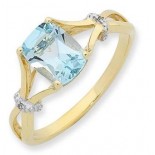 9ct yellow gold Blue Topaz & Diamond ring.