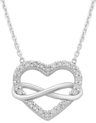 Sterling silver cubic zirconia heart necklace.