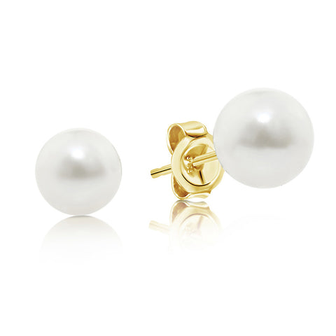 9ct Freshwater button pearl earrings.