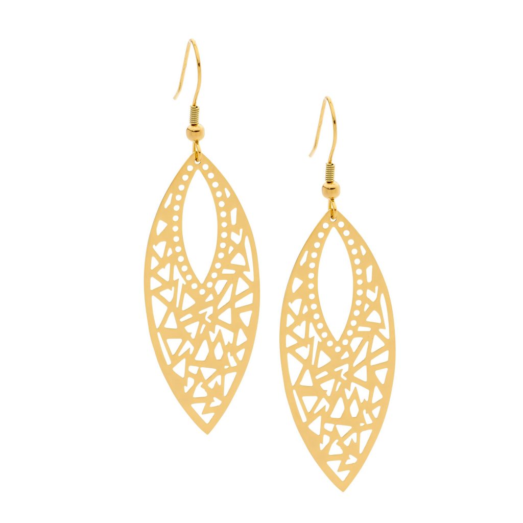 Stainless Steel leaf drop earrings.