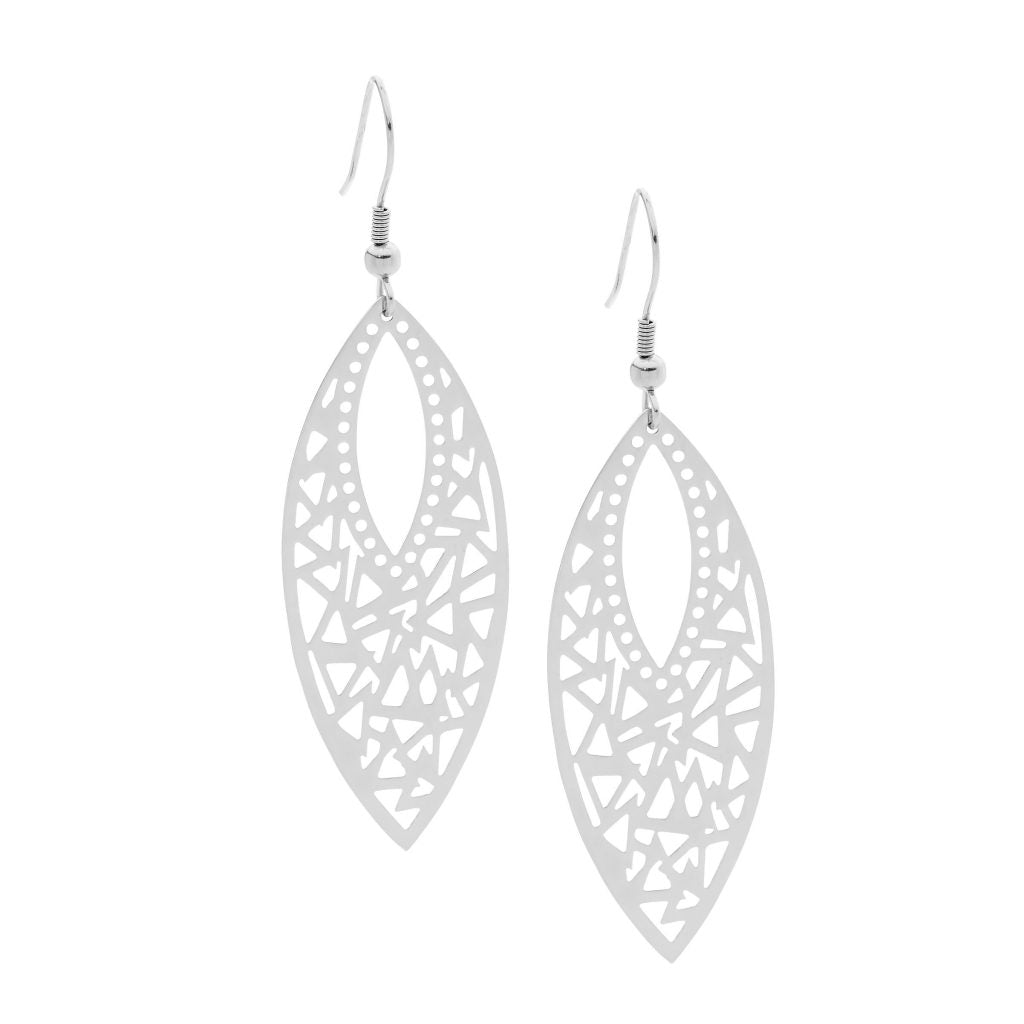 Stainless Steel leaf drop earrings.