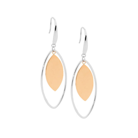 Steel drop earrings with solid centre.