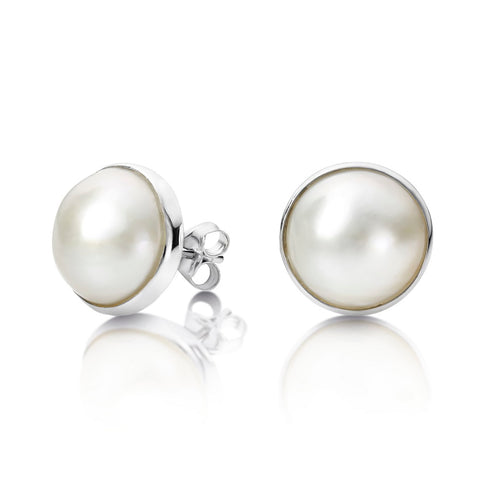 Sterling silver Mabe Pearl studs.