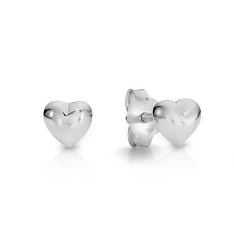 Sterling silver heart stud earrings.