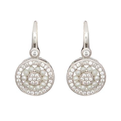 Sterling silver CZ & fresh water pearl earrings