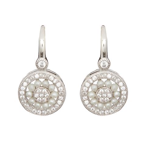 Sterling silver CZ & fresh water pearl earrings