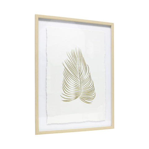 Tranquil Gold Feather Framed Art.