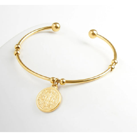 Aria steel yellow gold plated bangle