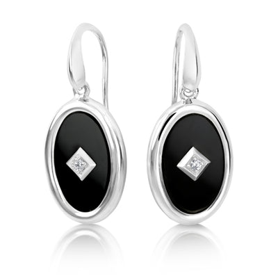 Sterling silver onyx earrings