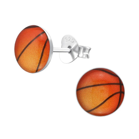 Sterling silver basketball studs
